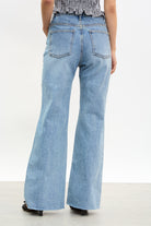 Light blue wide leg frayed hem jeans_2