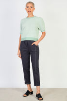 Light green and white mix knit tee_4