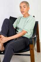 Light green and white mix knit tee_5