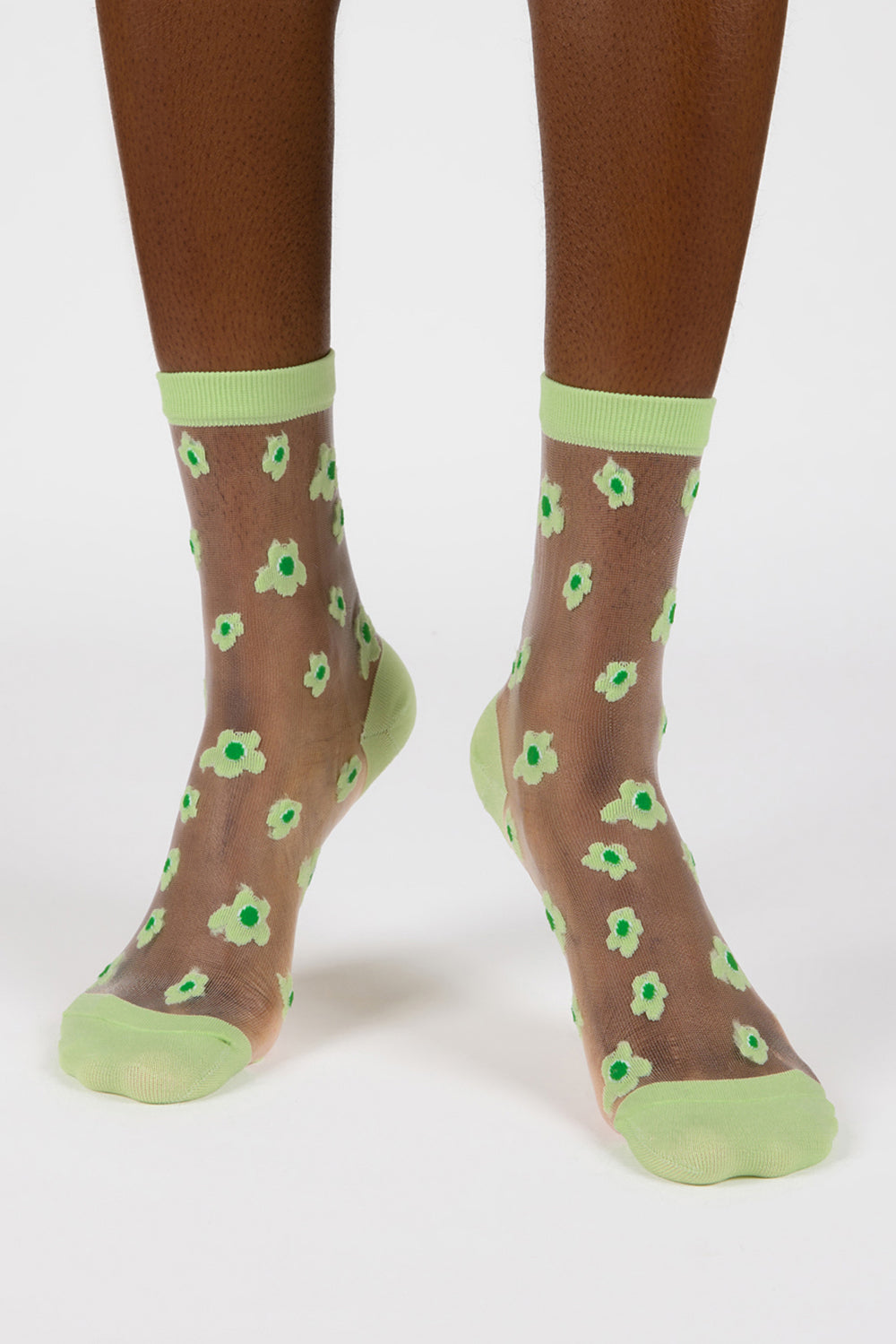 Light green mixed flower sheer socks_2