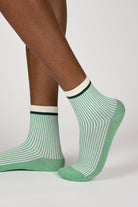 Light green ribbed light blue trim socks_1