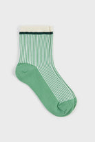 Light green ribbed light blue trim socks_3