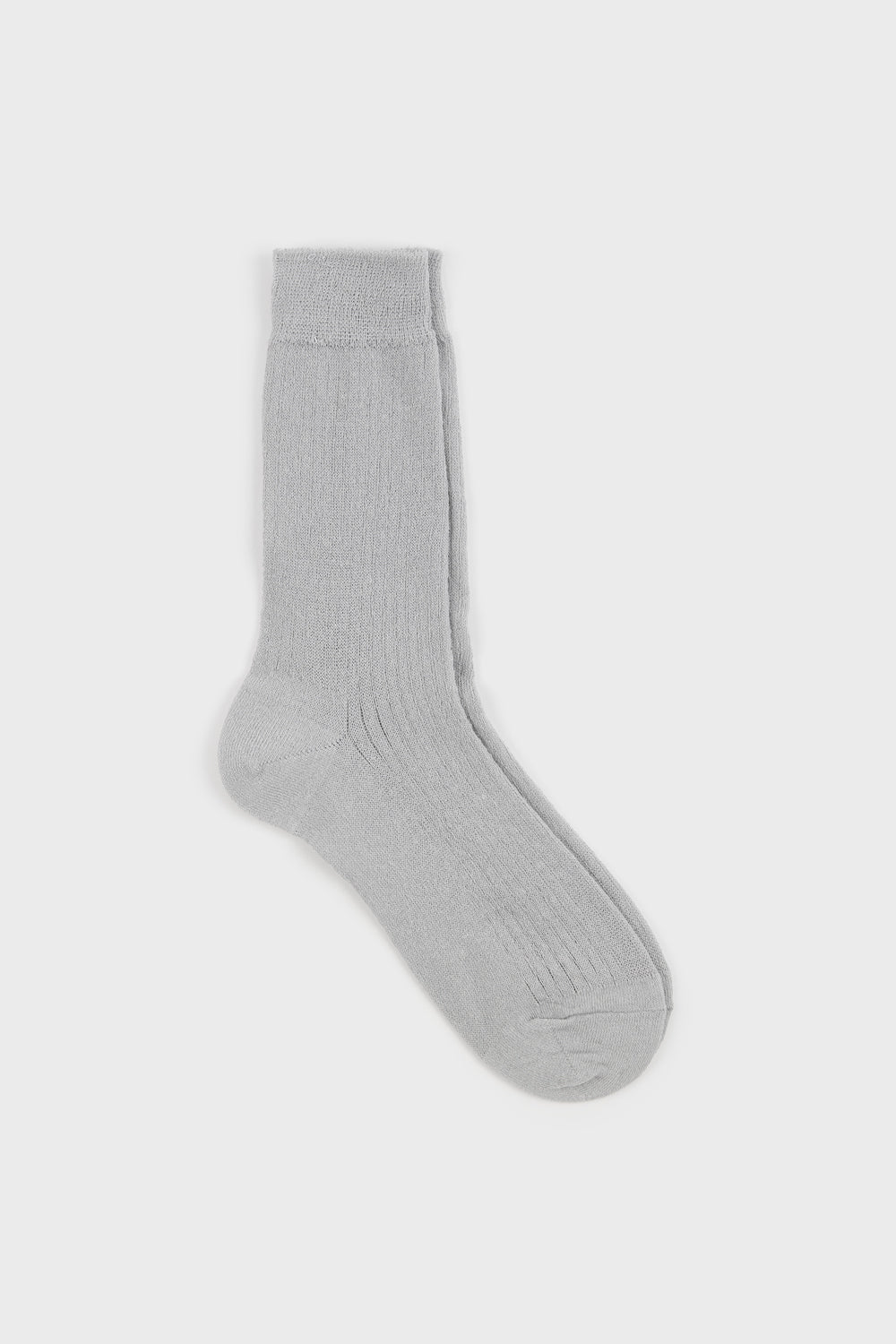 Light grey linen blend ribbed socks_1