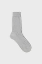 Light grey linen blend ribbed socks_1