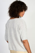 Light grey linen blend wide neck knit tee_2