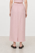 Light pink and white gingham lettuce trim pencil skirt_2
