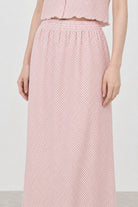 Light pink and white gingham lettuce trim pencil skirt_3