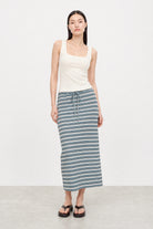 Light blue and orange horizontal stripe maxi skirt_3