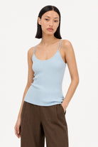 Light blue thin ribbed strappy knit tank_3
