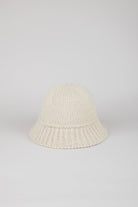 Light beige knit ribbed trim bucket hat_1