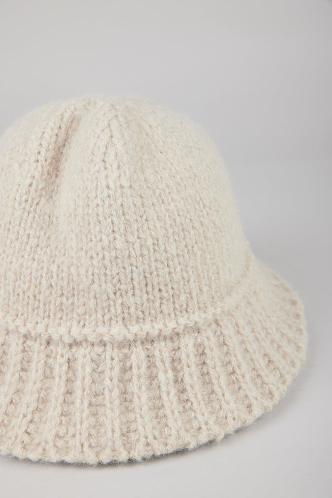 Light beige knit ribbed trim bucket hat_2