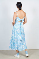 Light blue and white bold floral print dress_1
