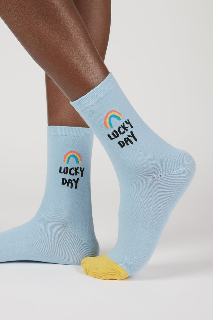Light blue lucky day rainbow socks_1