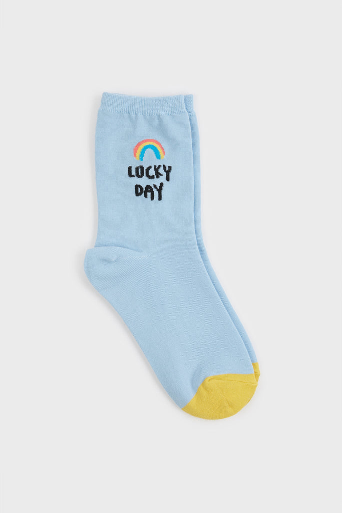 Light blue lucky day rainbow socks_2