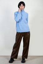 Light blue shaped thick rib turtleneck jumper_2