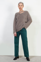 Light brown fuzzy peek neck jumper_3