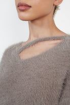 Light brown fuzzy peek neck jumper_5