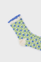 Light green and blue tiny tulip print socks_4