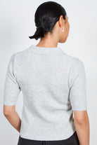 Light grey bamboo blend button front knit tee_2