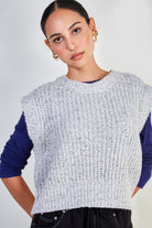 Light grey flecked ribbed sweater vest_1