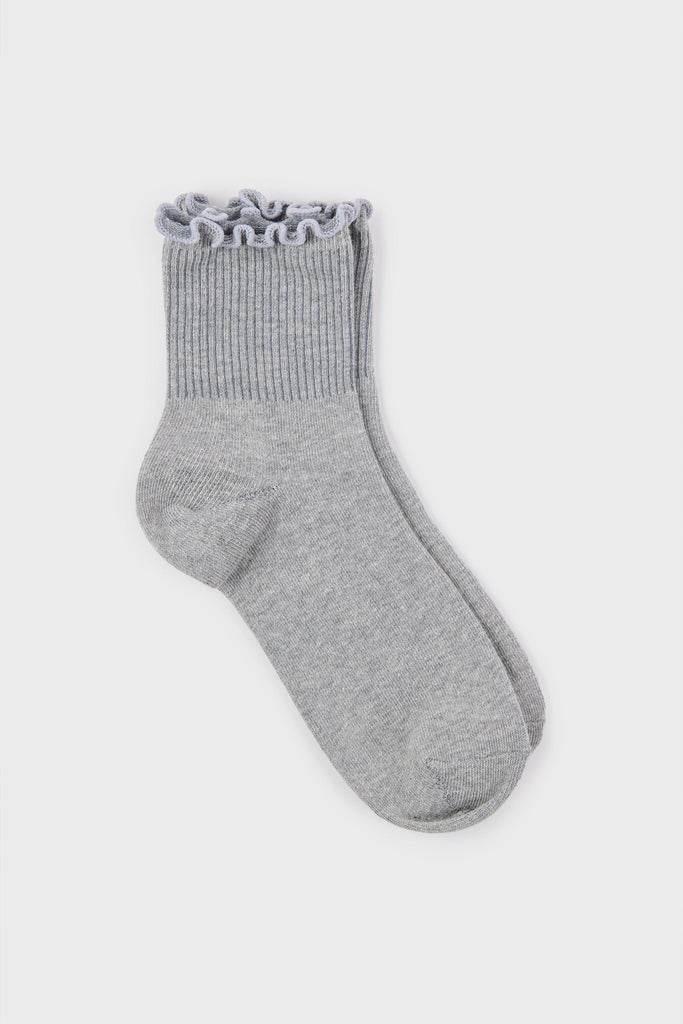 Light grey ruffle trim socks_2
