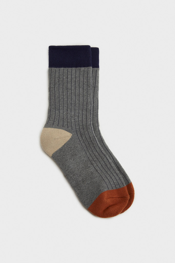 Light grey tricolour ribbed socks_1