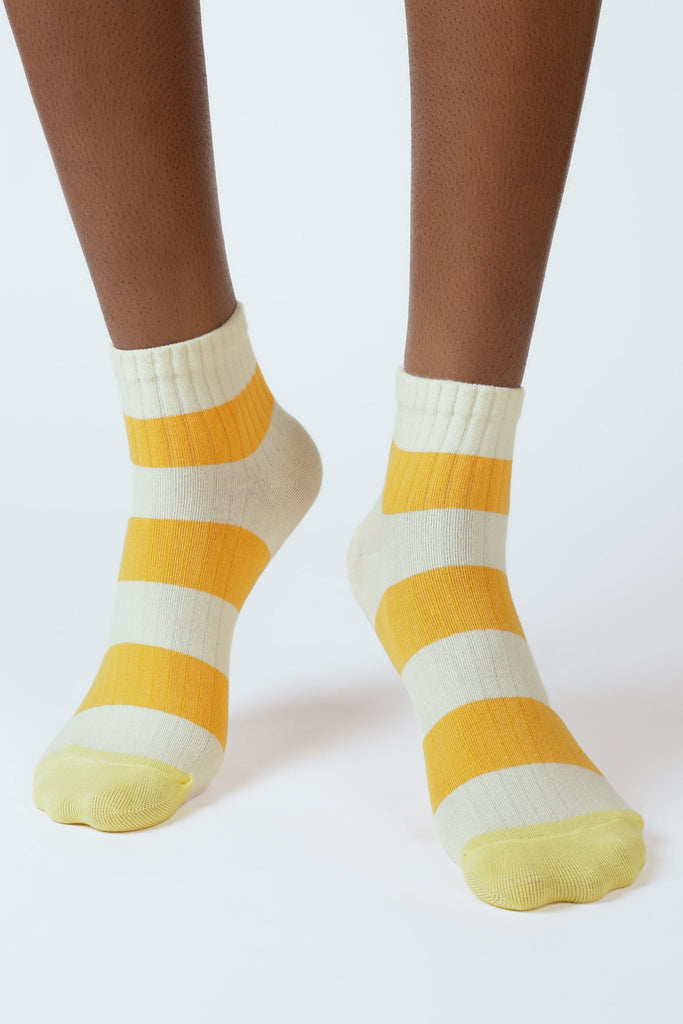 Light orange bright thick stripe socks_2