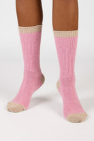 Lilac and beige contrast trim cashmere blend socks_4