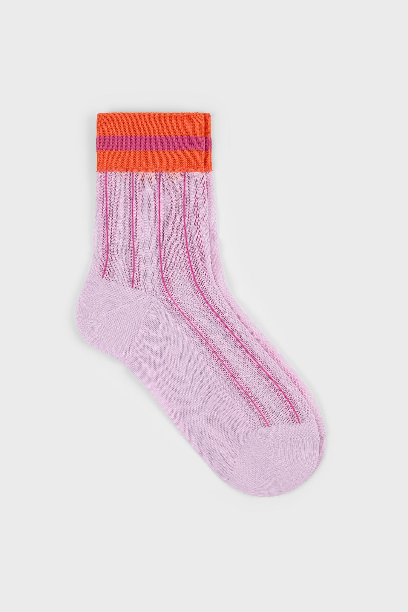 Lilac and red stripe hem socks_1