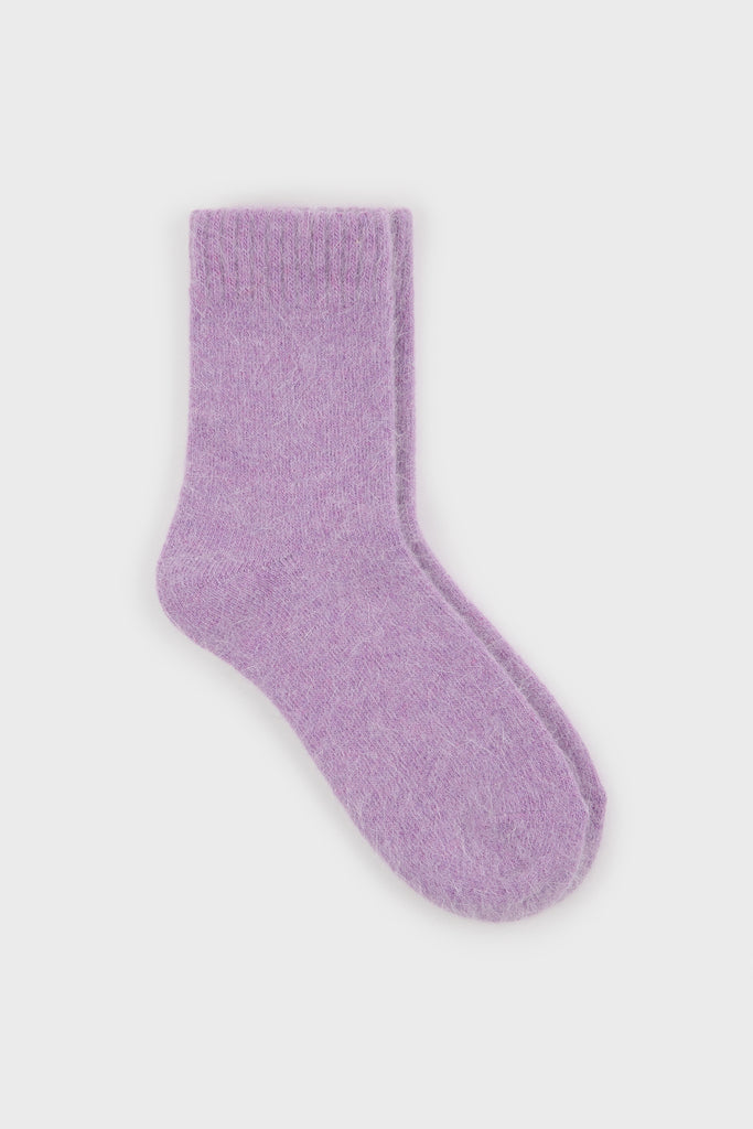 Lilac angora ribbed ankle trim socks_1