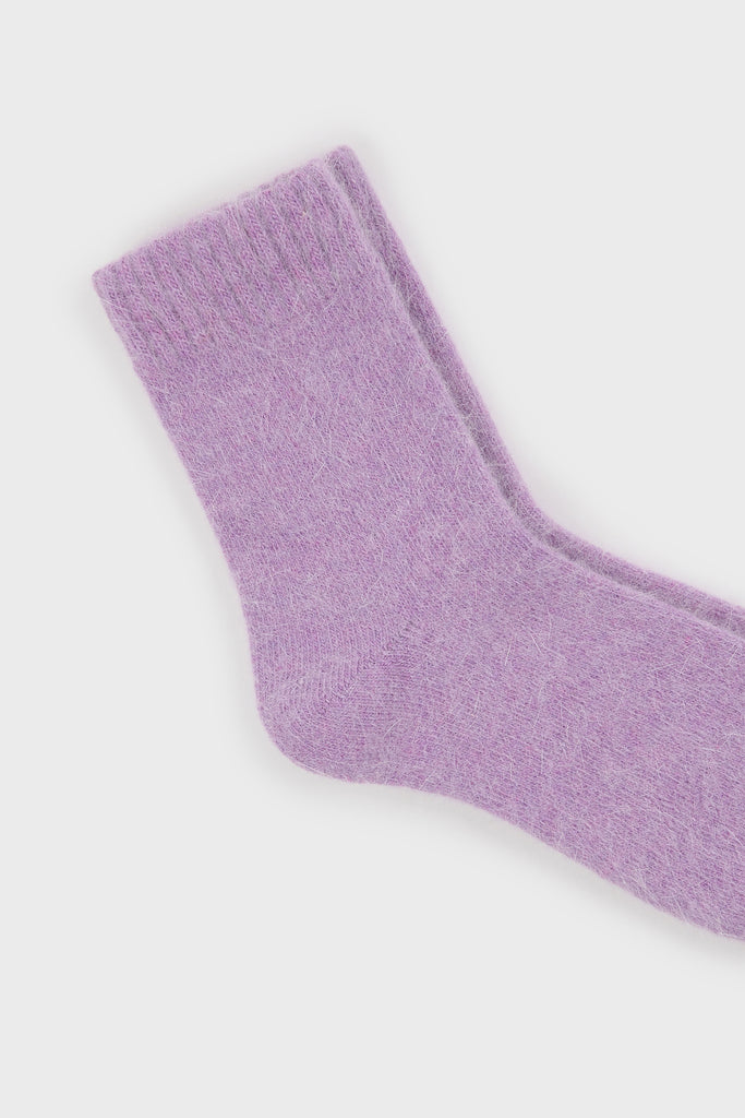 Lilac angora ribbed ankle trim socks_2