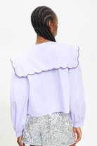 Lilac contrast trim scalloped giant collar shirt_3