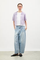 Lilac crochet knit double tie front top_5