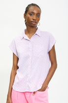 Lilac daisy gingham short sleeved shirt_1