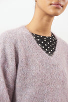 Lilac mohair wool blend V neck jumper_4