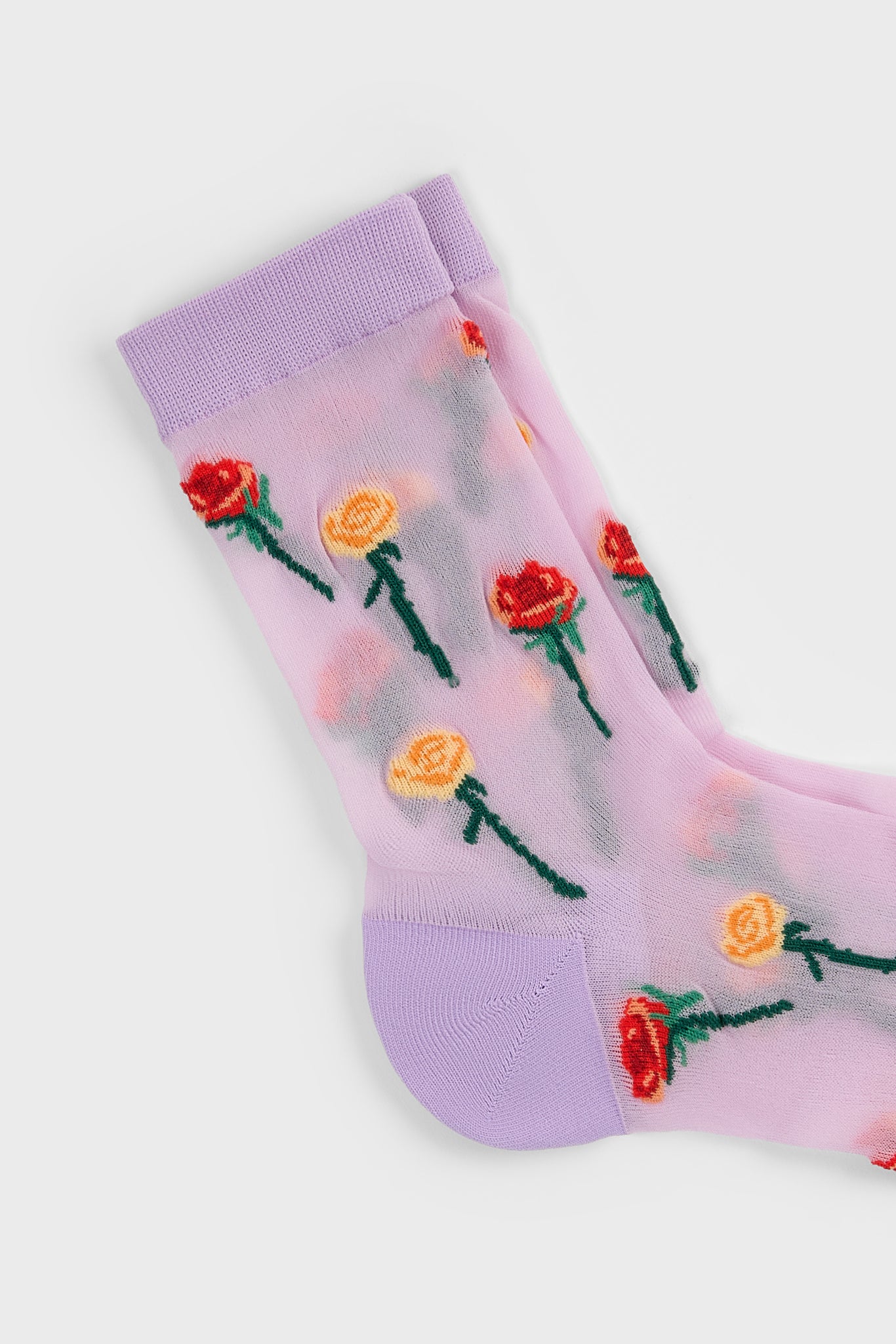 Lilac stemmed roses sheer socks_2