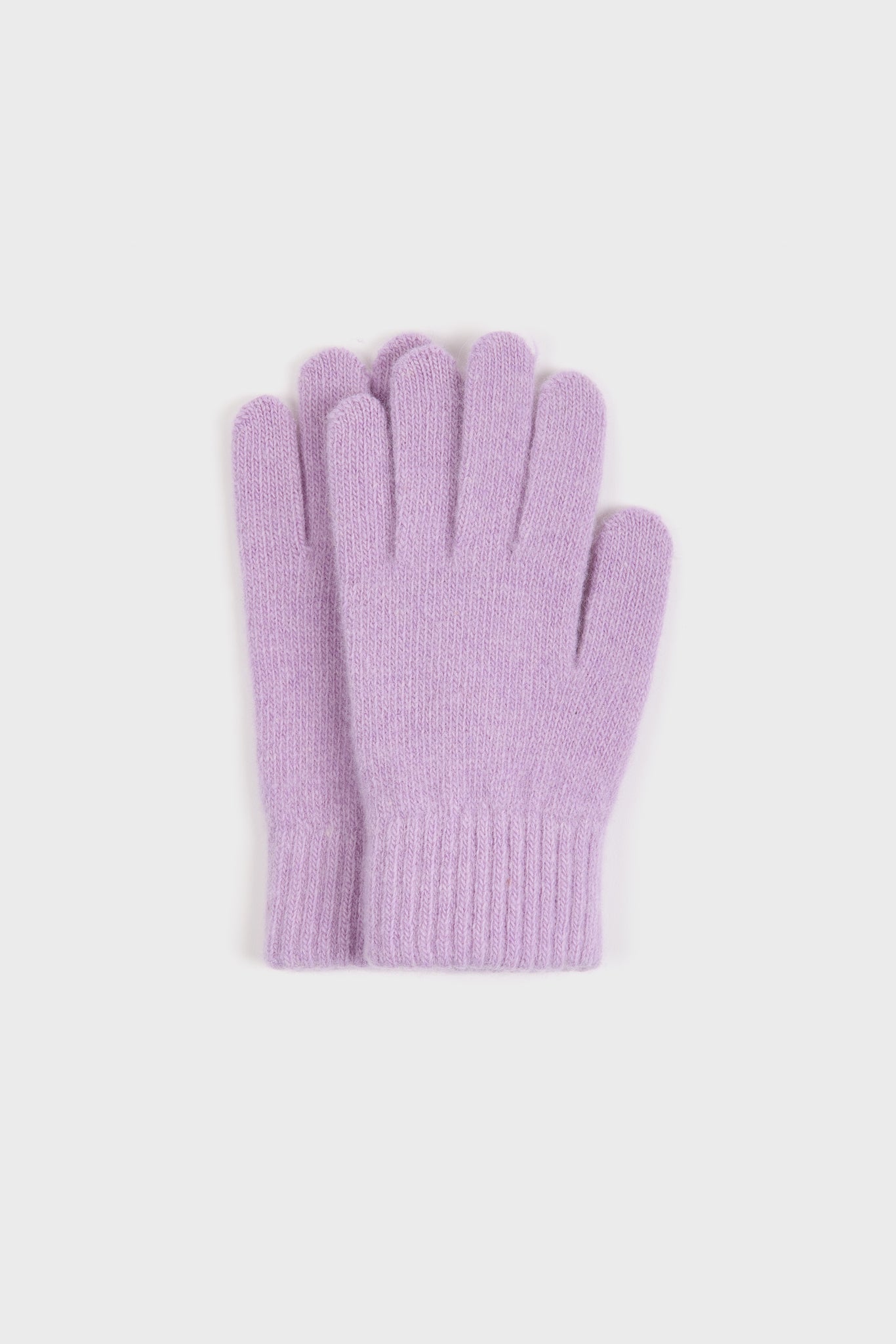 Lilac mohair beanie and wool blend gloves set
