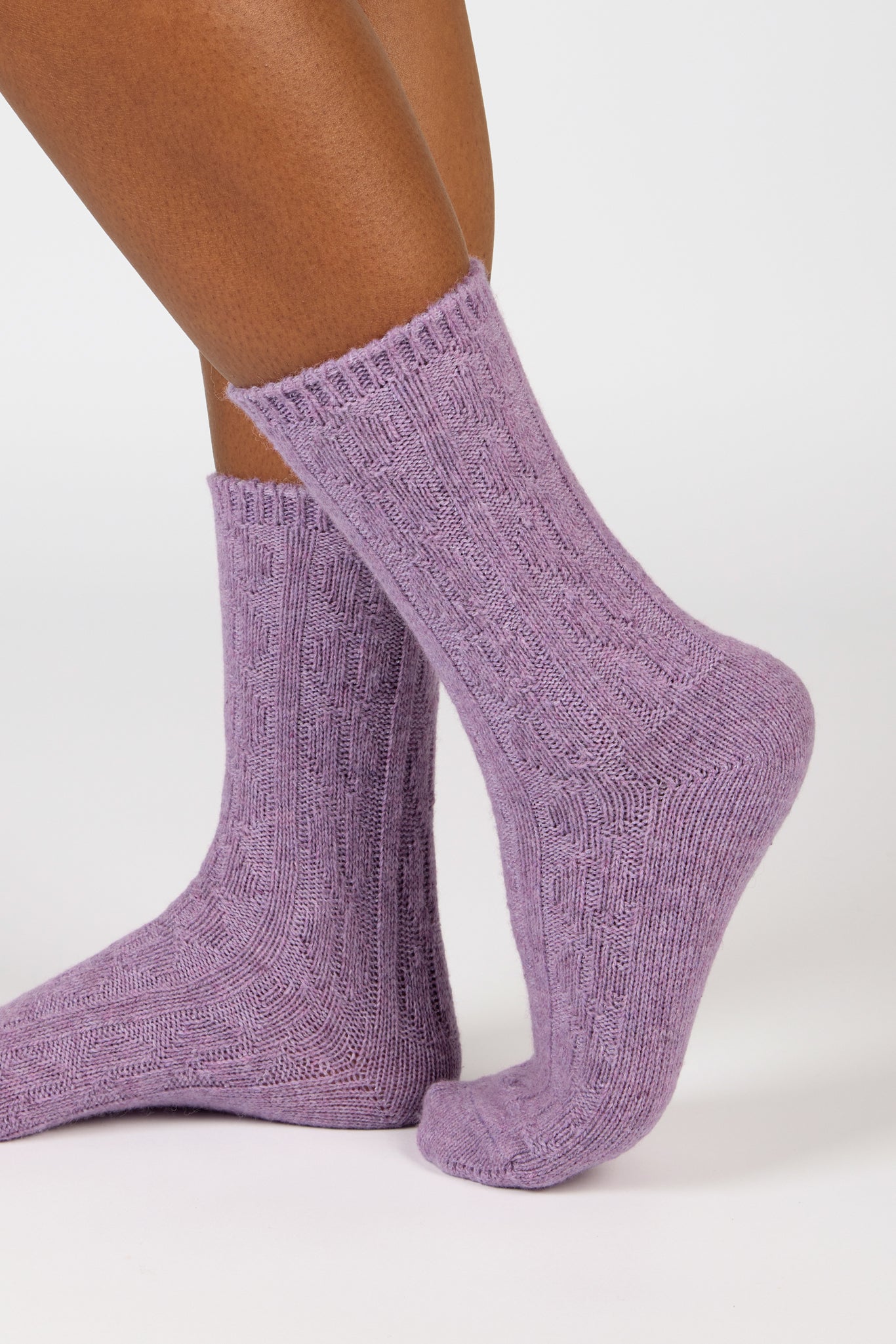 Lilac wool blend ribbed socks_3