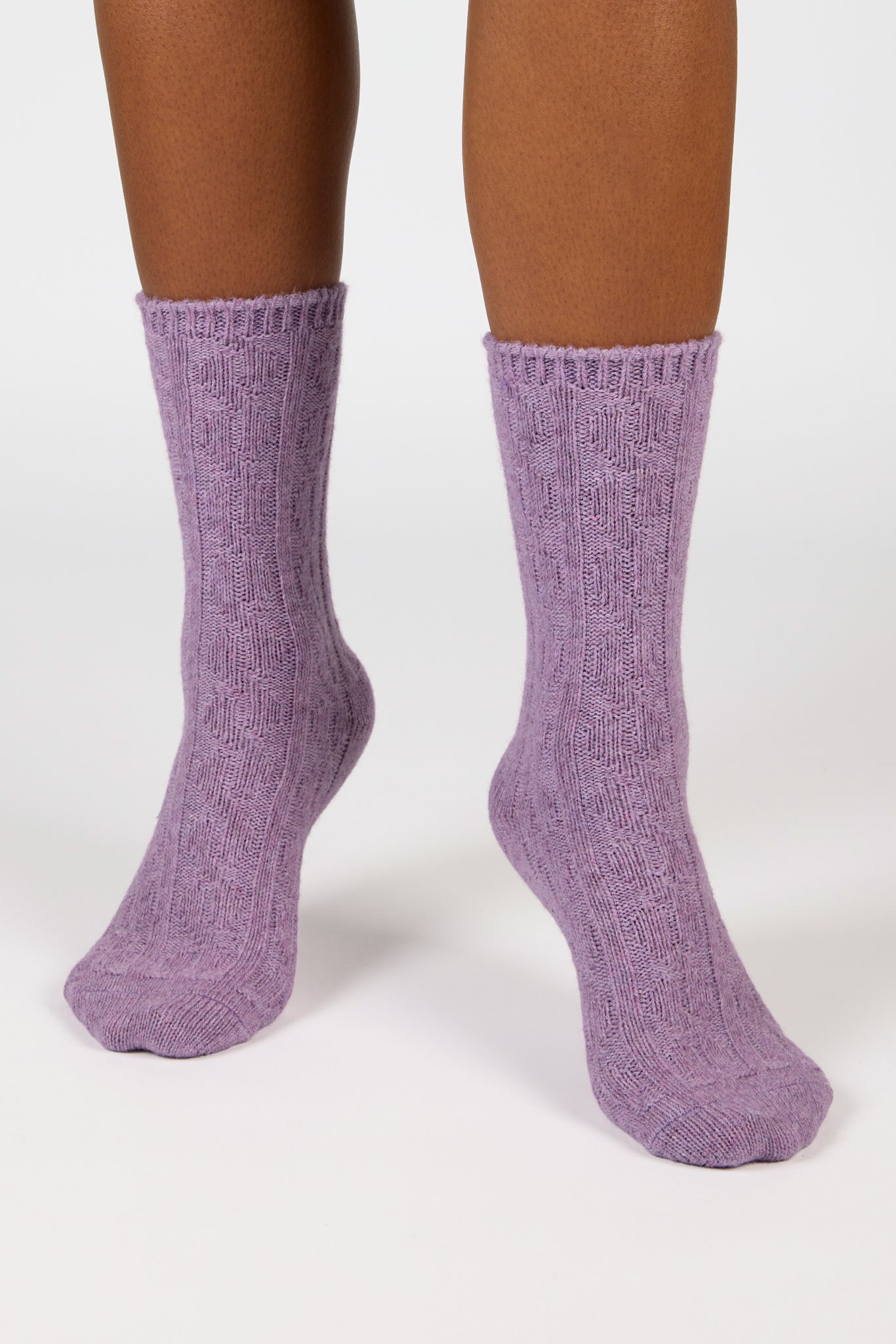 Lilac wool blend ribbed socks_4