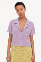 Lilac linen blend short sleeved cardigan_1