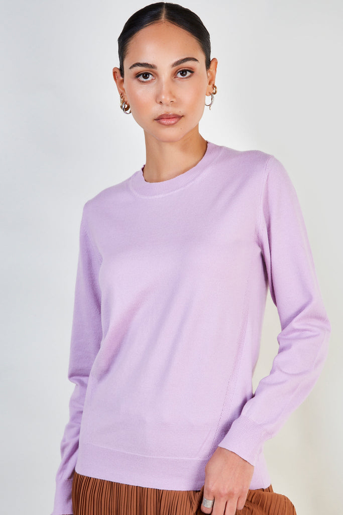 Lilac cashmere blend crew neck jumper_1