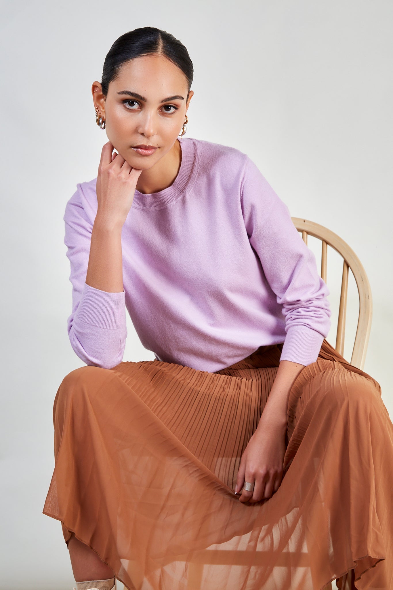Lilac cashmere blend crew neck jumper_5