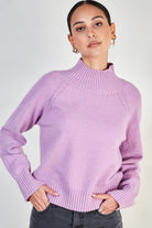 Lilac cashmere blend ribbed neck jumper_1