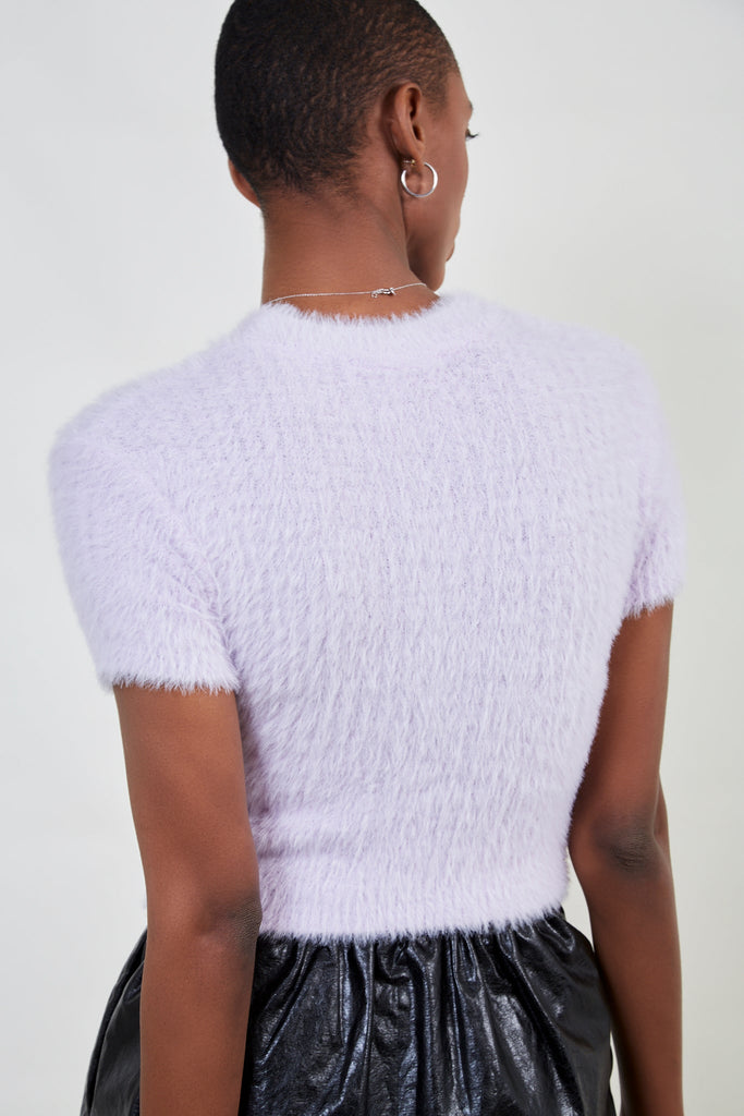 Lilac fluffy knit tee_3