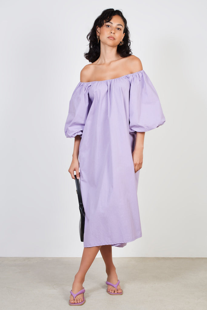 Lilac giant puff sleeve dress_1