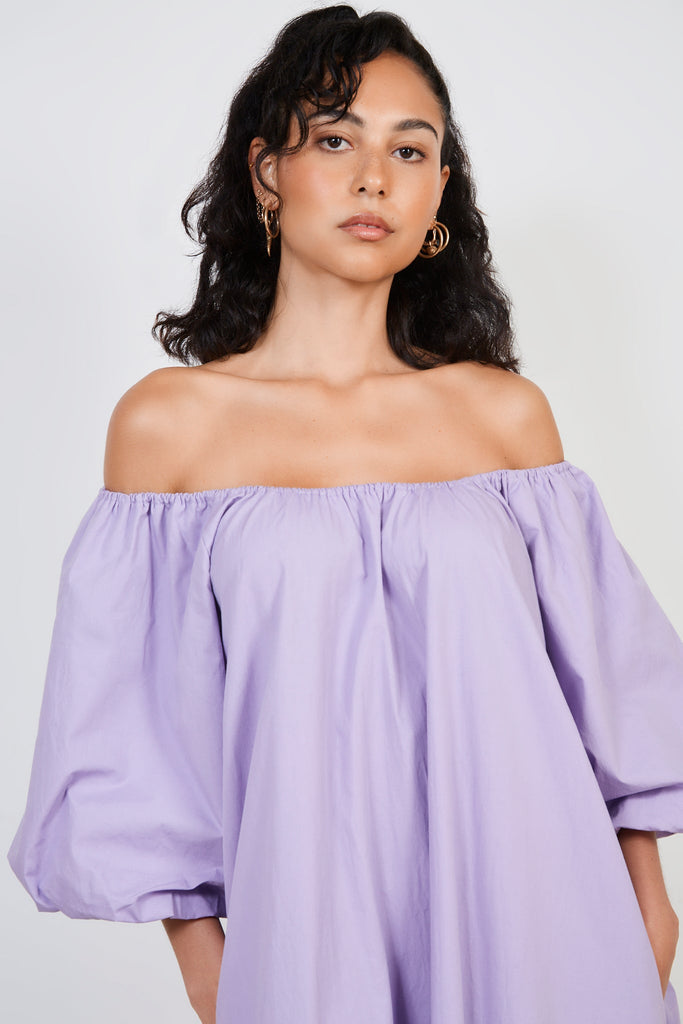 Lilac giant puff sleeve dress_3