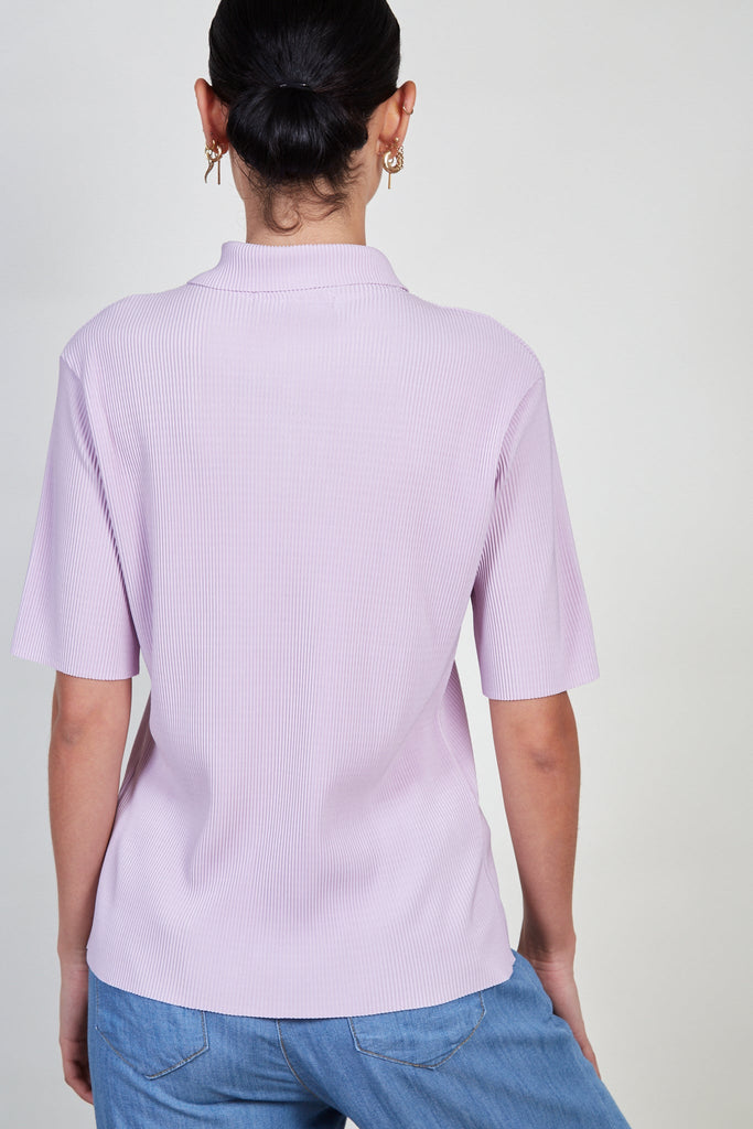 Lilac micro pleated short sleeved shirt_3