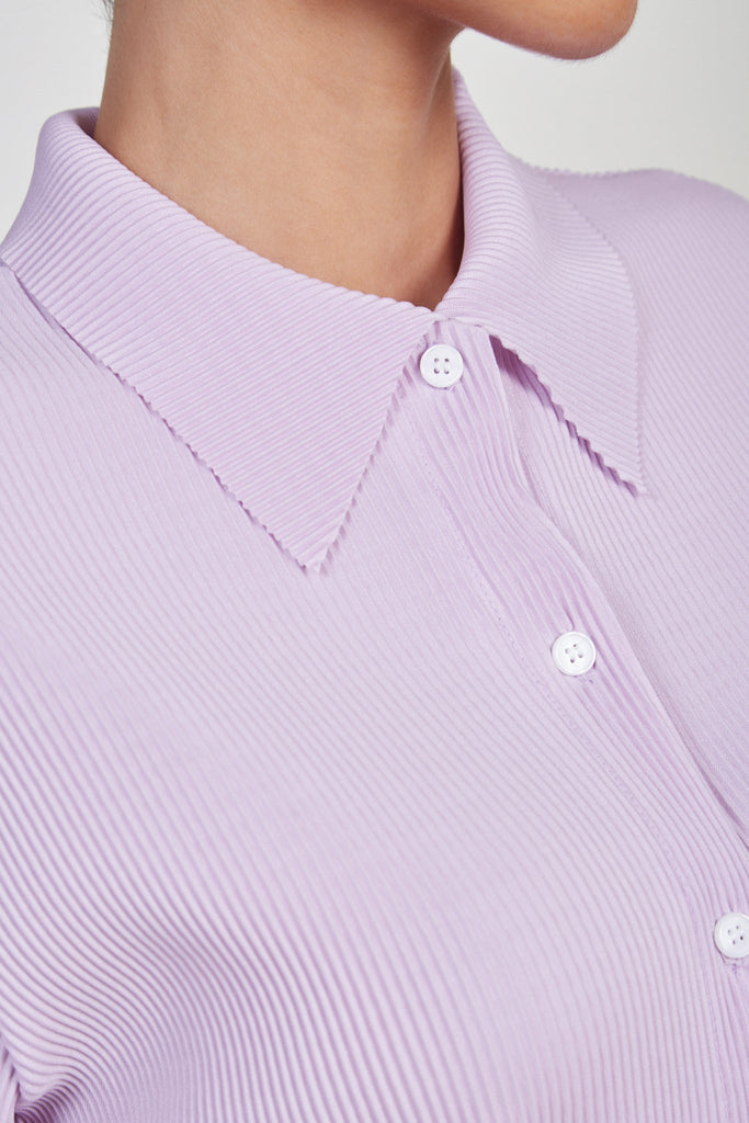 Lilac micro pleated short sleeved shirt_6