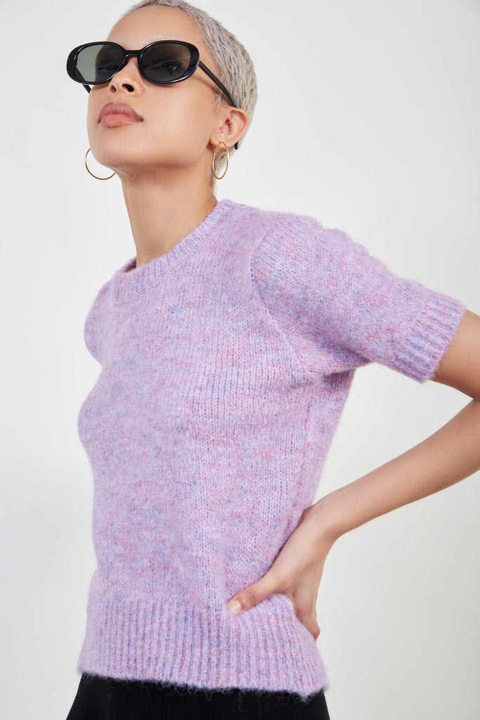 Lilac wool blend short sleeved jumper_2