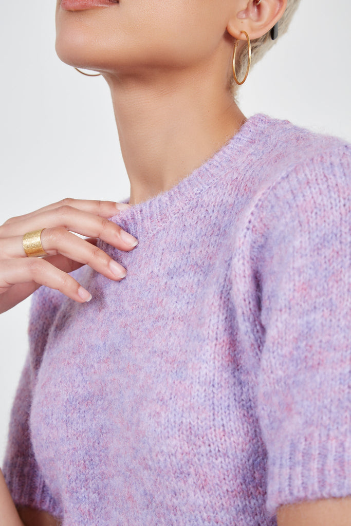 Lilac wool blend short sleeved jumper_4